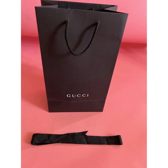 Gucci Reusable Paper Shopping Bag Gift Rope Handle Black 15" x 9" x 5.5" - Picture 4 of 7
